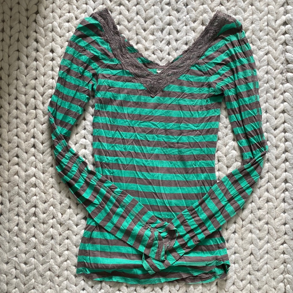 Free People Long Sleeve Lace Top size S